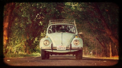 photo of a volkswagen beetle with a chromatic filter applied