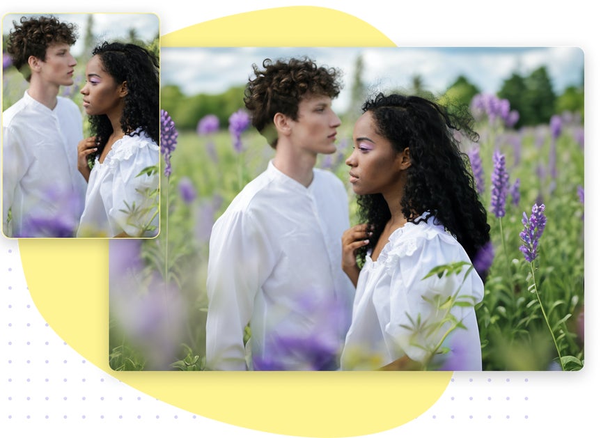 man and woman in lavender field