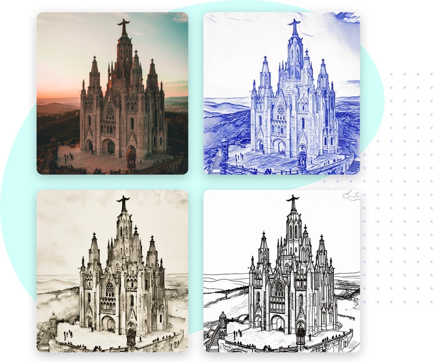 Architecture with photo to sketch GFX effects applied