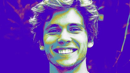 portrait of a man smiling with pop art effect