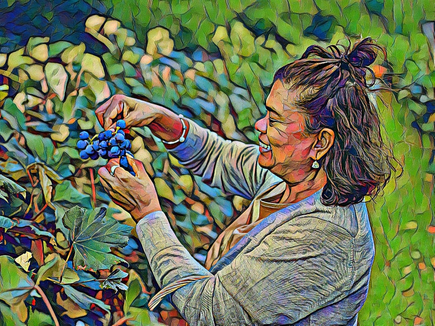 woman gardening with artistic effect applied