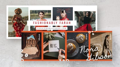 A fashion-themed blog header with collage elements, images, and stylish typography for branding.