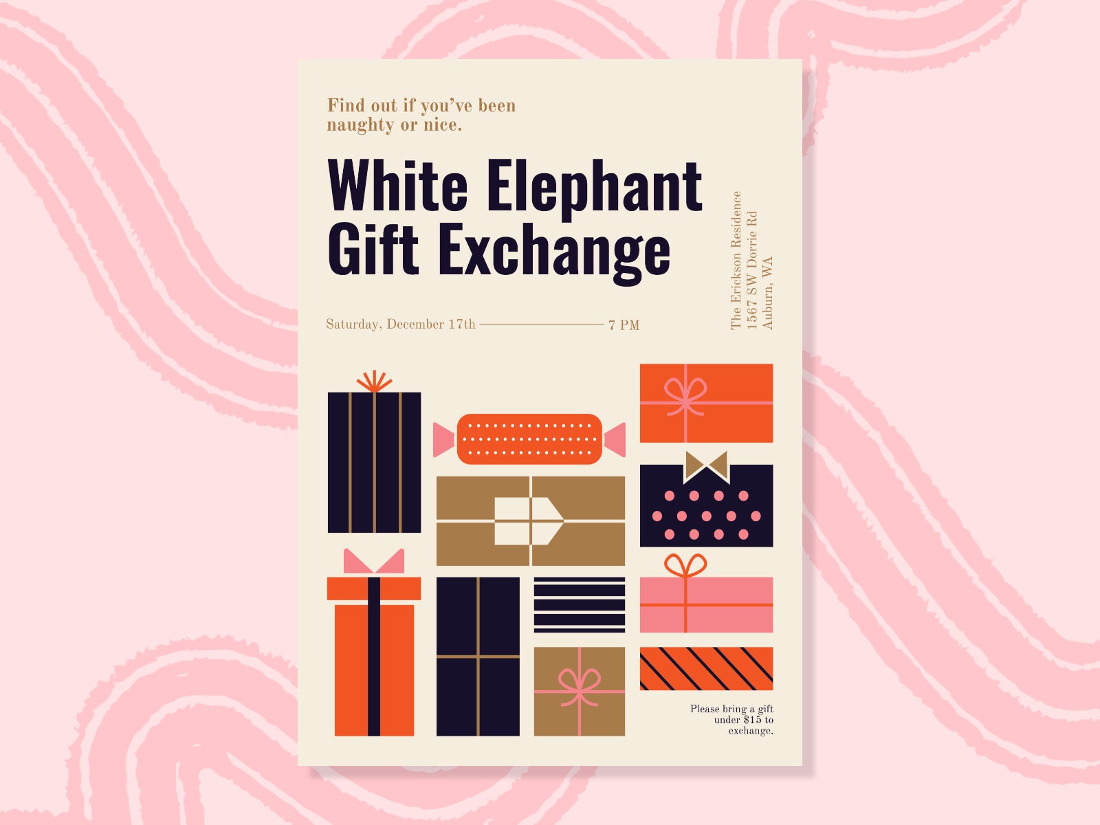 white elephant party invitation wording