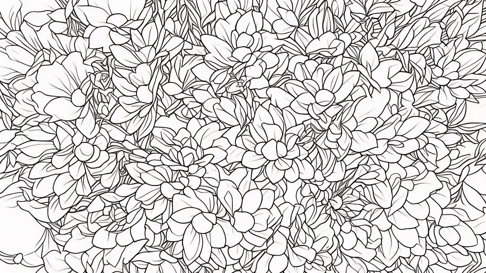 floral coloring book page