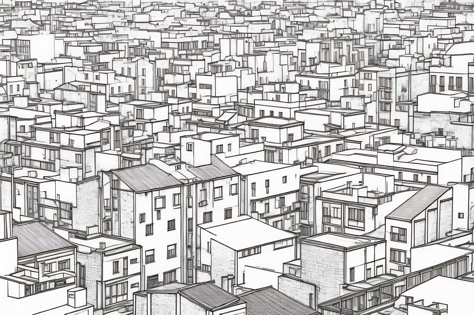 aerial city with sketcher applied