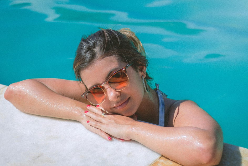 portrait of woman in pool