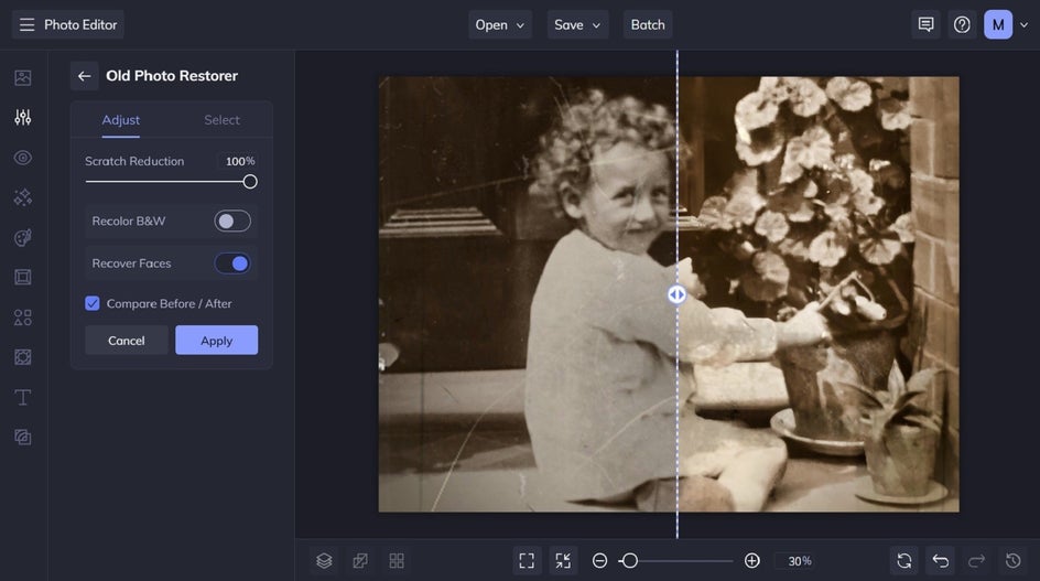 screenshot of old photo restorer