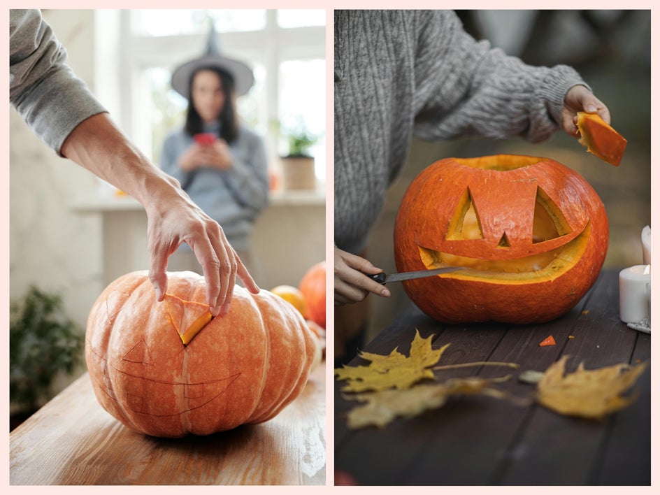 halloween jack o lantern date collage