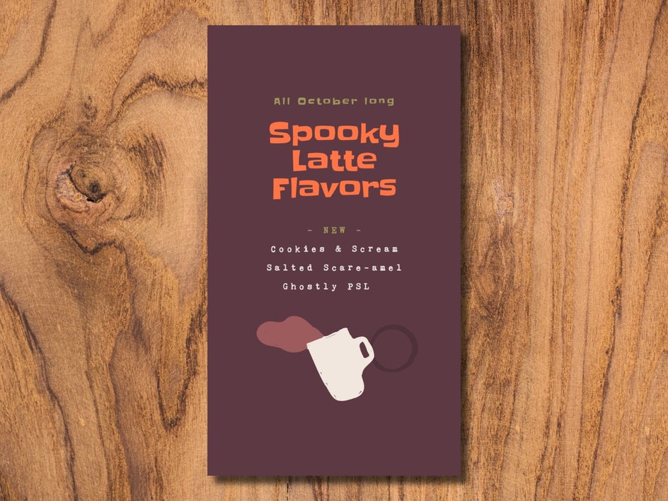 spooky graphic coffee menu before