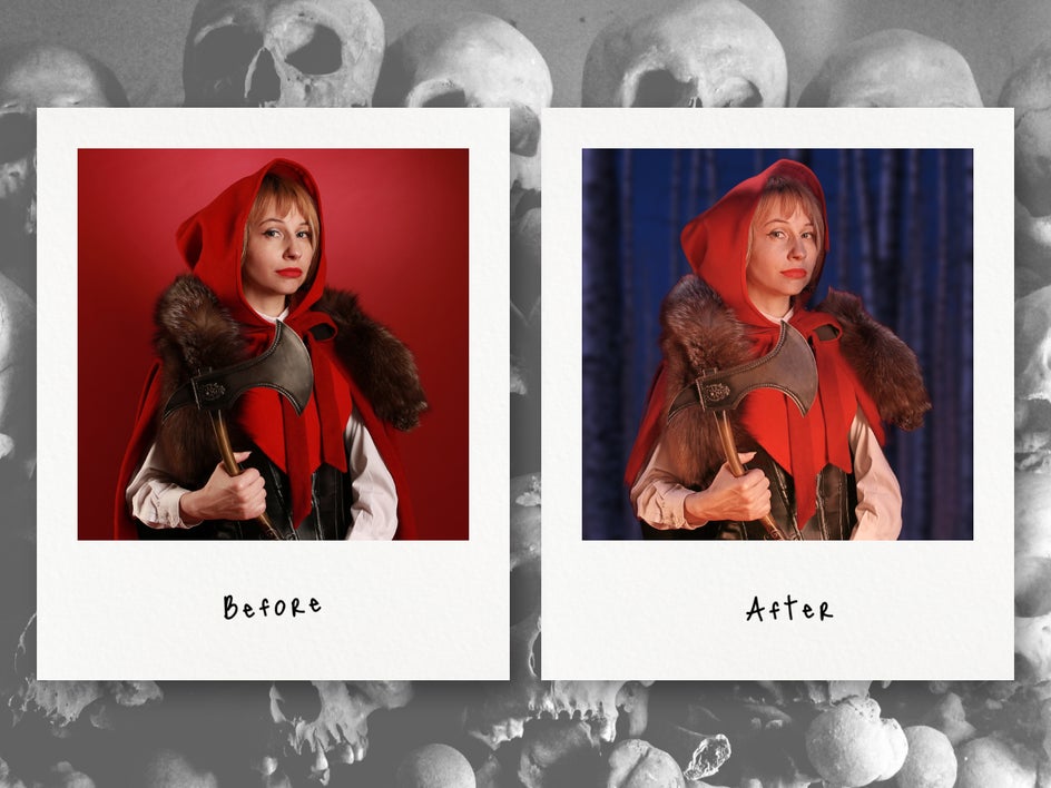 little red riding hood before after spooky lighting