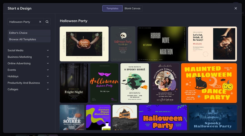 choose a halloween invite template