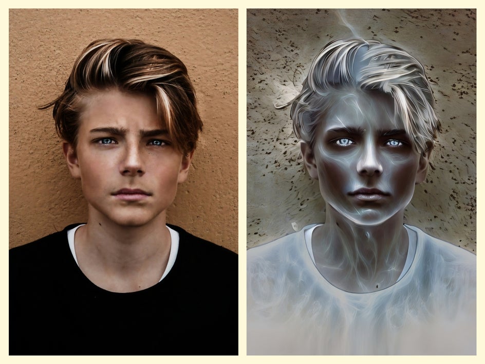 ghost portrait boy before and after effect