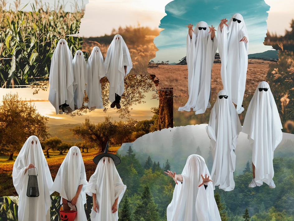 cutout tool used to create collage of ghosts in various locations