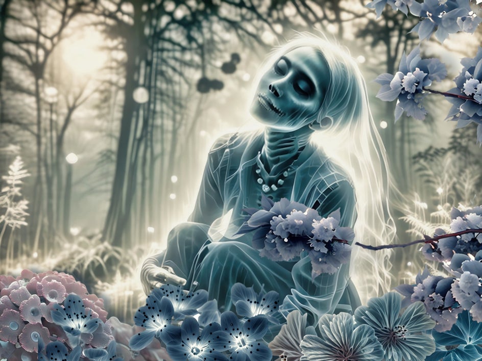 ghoul in field of flowers