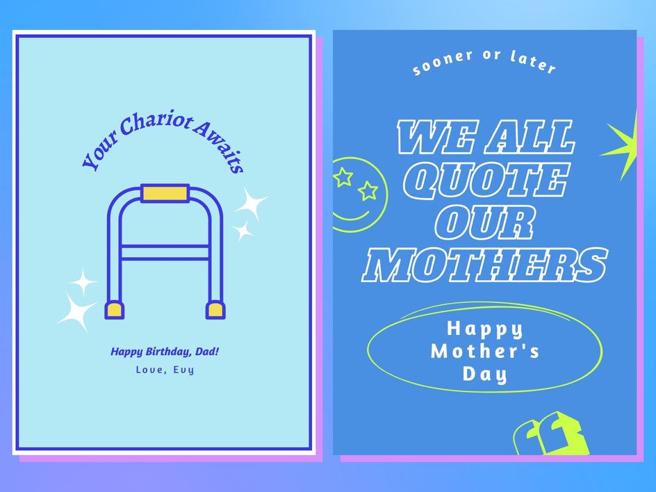 funny family cards side-by-side