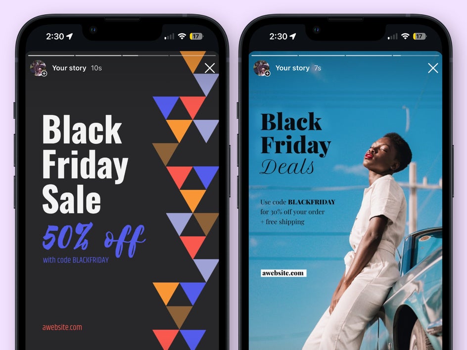 black friday social media story examples