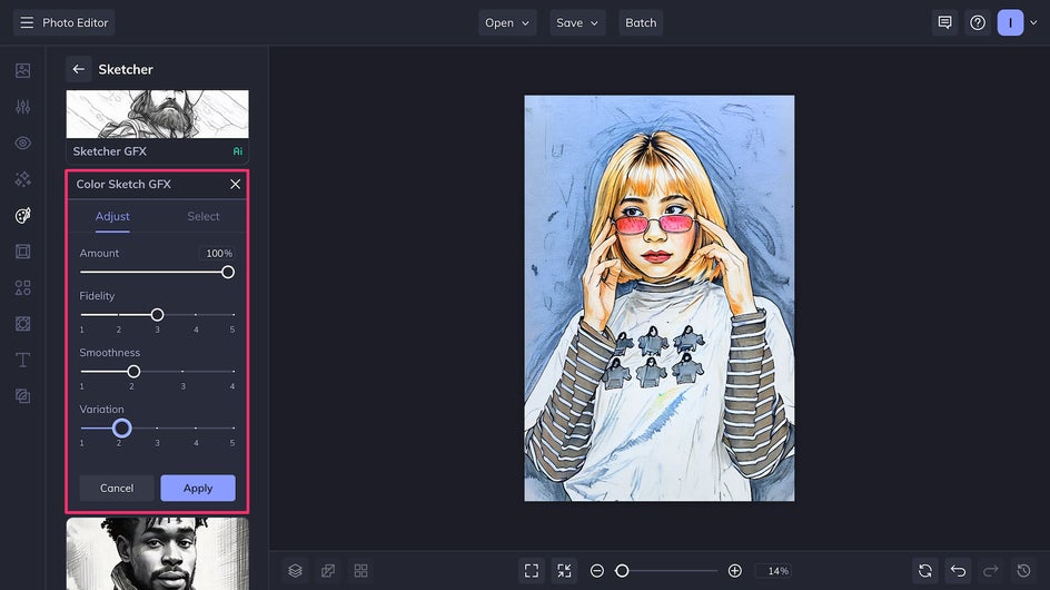 customize menu for drawing effect