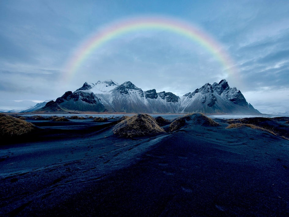 full rainbow with levels to fix underexposed image