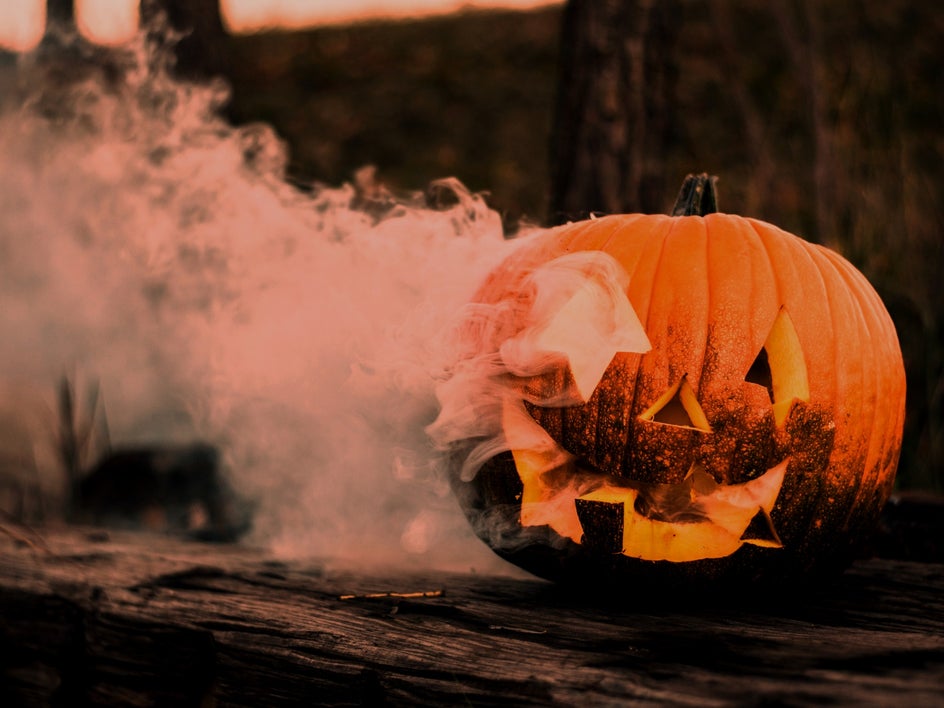 hallowen pumpkin with smoke after dark levels applied