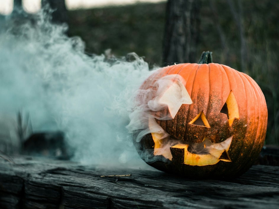 hallowen pumpkin with smoke