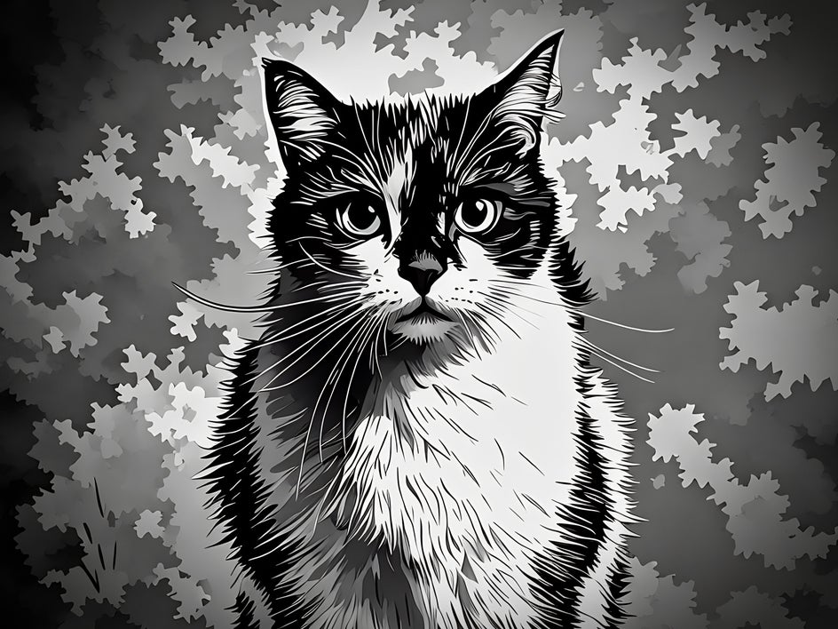 noir comic and vector art on kitty portrait