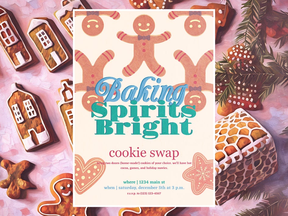 final results baking cookie swap flyer with artsy effects applied