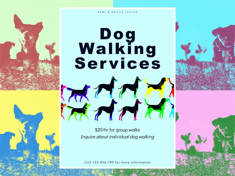 pop art on dog walking poster