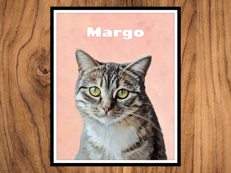 margo cat portrait with impasto effect applied throughout