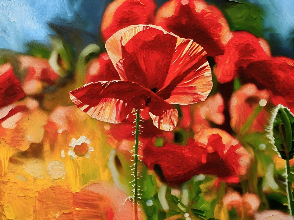 impasto gfx applied to red flowers