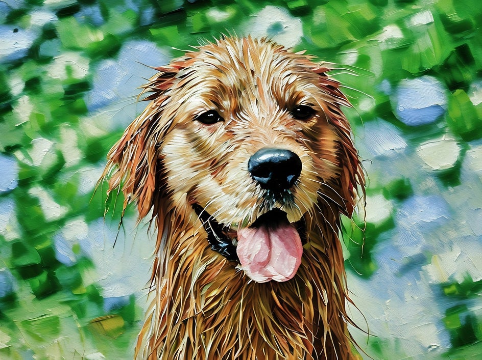 impasto applied to pet portrait image