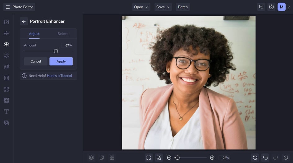 apply portrait enhancer to social media profile picture