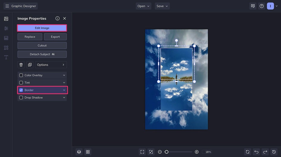 apply border to image on design template