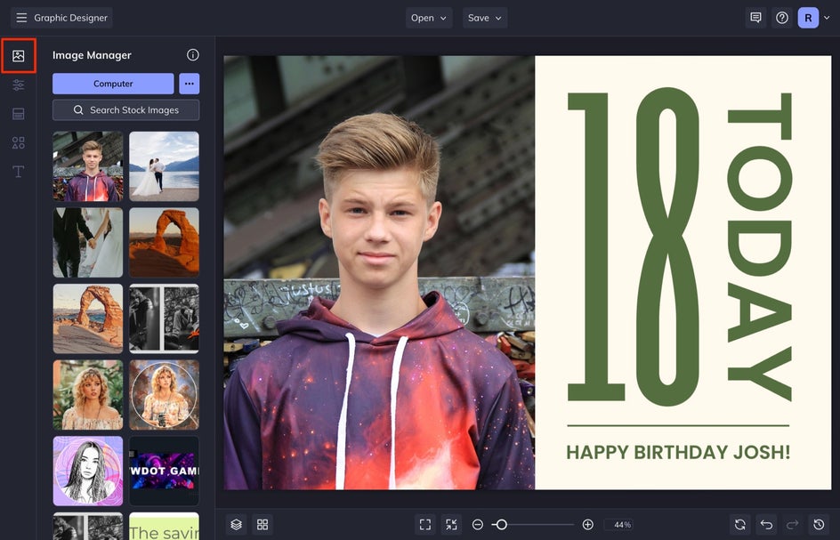 add an image to birthday card design