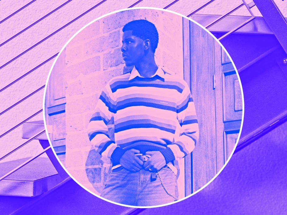 duotone effect applied to bluesky profile picture in pink and purple hue with matching background