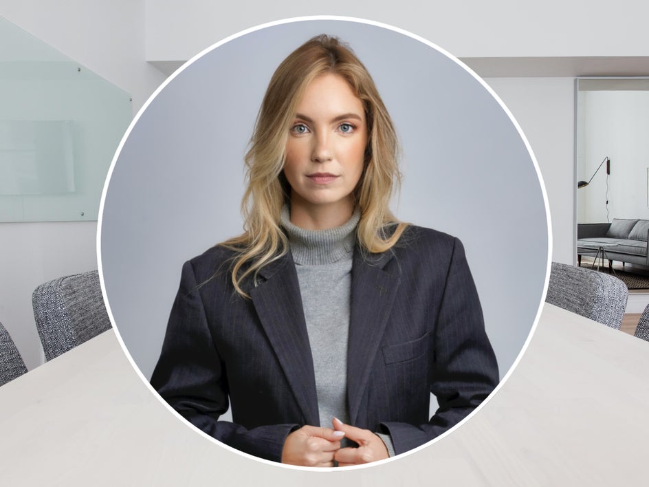 professional portrait of woman in business blazer for bluesky profile