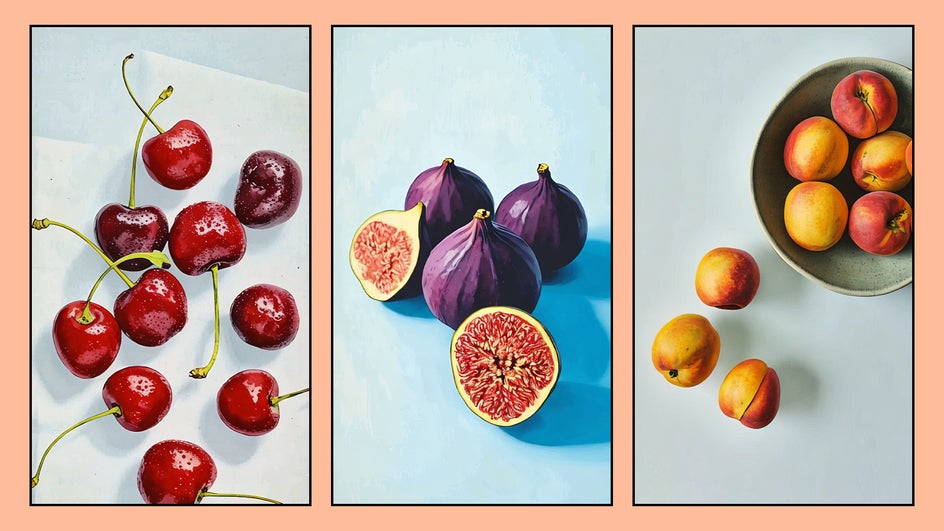 vintage pixel art wall art of fruit