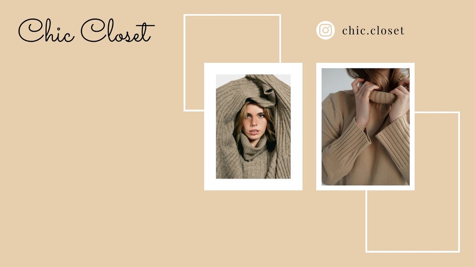 minimalist poshmark banner with model and beige tones